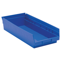 Bacs de rangement pour tablettes, 8-3/8" la x 4" H x 17-7/8" p, Bleu, Capacit&eacute; 40 lb Industrial Sales