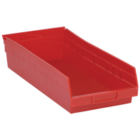 Bacs de rangement pour tablettes, 8-3/8" la x 4" H x 17-7/8" p, Rouge, Capacit&eacute; 40 lb Industrial Sales