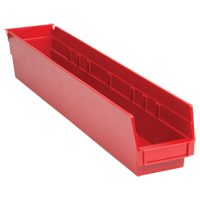 Shelf Bins, 4-1/8" W x 4" H x 23-5/8" D, Red, 50 lbs. Capacity Industrial Sales
