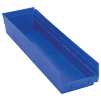 Shelf Bins, 6-5/8" W x 4" H x 23-5/8" D, Blue, 50 lbs. Capacity Industrial Sales