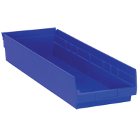 Bacs de rangement pour tablettes, 8-3/8" la x 4" H x 23-5/8" p, Bleu, Capacit&eacute; 50 lb Industrial Sales