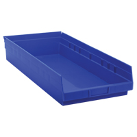 Shelf Bins, 11-1/8" W x 4" H x 23-5/8" D, Blue, 50 lbs. Capacity Industrial Sales
