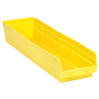 Shelf Bins, 6-5/8" W x 4" H x 23-5/8" D, Yellow, 50 lbs. Capacity Industrial Sales
