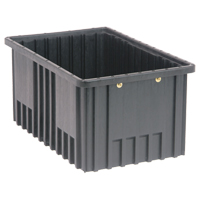 Conductive Dividable Grid Containers, Polypropylene, 10-7/8" W x 16-1/2" D x 8" H, Black Industrial Sales