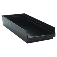 Economy Shelf Bin, 11-1/8" W x 4" H x 23-5/8" D, Black, 60 lbs. Capacity Industrial Sales