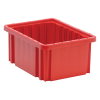 Divider Box&reg; Containers, Plastic, 10.9" W x 8.3" D x 5" H, Red Industrial Sales