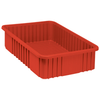 Contenants Divider Box, Plastique, 22,5" la x 17,5" p x 6" h, Rouge Industrial Sales