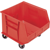 Mobile Bin, 14" H x 16-1/2" W x 18" D, 75 lbs. Capacity, Red Industrial Sales