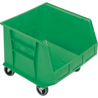 Mobile Bin, 14" H x 16-1/2" W x 18" D, 75 lbs. Capacity, Green Industrial Sales