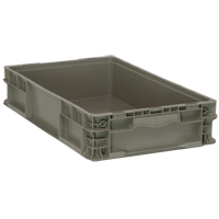 Collapsible Stacking Container, 15" W x 24" D x 5" H, Grey Industrial Sales