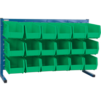 Louvered Rack with Bins, 18 Bins, 36" W x 8-1/4" D x 22" H Industrial Sales