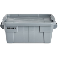 Brute Storage Tote with Lid, 27.88” D x 16.5” W x 10.7" H, 112 llbs. Capacity, Grey Industrial Sales