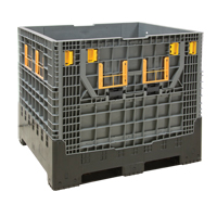 Collapsible Bulk Container, 47.2" L x 39.4" W x 39.4" H, Grey Industrial Sales