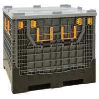 Collapsible Bulk Container, 47.2" L x 39.4" W x 39.4" H, Grey Industrial Sales