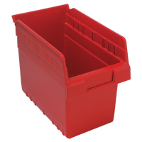 Store-Max Shelf Bins, 6-5/8" W x 8" H x 11-5/8" D, Red, 44 lbs. Capacity Industrial Sales