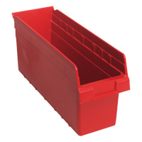 Store-Max Shelf Bins, 6-5/8" W x 8" H x 17-7/8" D, Red, 56 lbs. Capacity Industrial Sales