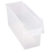 Store-Max Shelf Bins, 6-5/8" W x 8" H x 17-7/8" D, Clear, 56 lbs. Capacity Industrial Sales