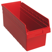 Store-Max Shelf Bins, 8-3/8" W x 8" H x 17-7/8" D, Red, 56 lbs. Capacity Industrial Sales