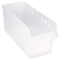 Store-Max Shelf Bins, 8-3/8" W x 8" H x 17-7/8" D, Clear, 56 lbs. Capacity Industrial Sales