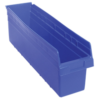 Store-Max Shelf Bins, 6-5/8" W x 8" H x 23-5/8" D, Blue, 68 lbs. Capacity Industrial Sales