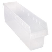 Store-Max Shelf Bins, 6-5/8" W x 8" H x 23-5/8" D, Clear, 68 lbs. Capacity Industrial Sales