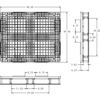 RackoCell Plastic Pallet, 4-Way Entry, 48" L x 40" W x 6-1/3" H Industrial Sales