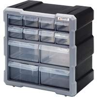 Drawer Cabinet, Plastic, 12 Drawers, 10-1/2" x 6-1/4" x 10-1/4", Black Industrial Sales