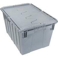 Contenant de distribution en plastique avec dessus basculant, 21,65" x 15,5" x 12,5", Gris Industrial Sales