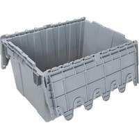 Contenant de distribution en plastique avec dessus basculant, 21,65" x 15,5" x 12,5", Gris Industrial Sales
