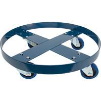 Drum Dolly, Steel, 1400 lbs. Capacity, 24" Diameter, Blue Elastic Casters Industrial Sales