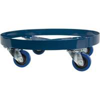 Drum Dolly, Steel, 1400 lbs. Capacity, 24" Diameter, Blue Elastic Casters Industrial Sales