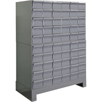 Armoires &agrave; tiroirs industriels avec base, 60 tiroirs, 34-1/8" la x 12-1/4" p x 48-1/8" h, Gris Industrial Sales