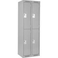 Clean Line Lockers, 2 -tier, Bank of 2, 24" x 18" x 72", Steel, Grey, Rivet (Assembled) Industrial Sales