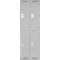 Clean Line Lockers, 2 -tier, Bank of 2, 24" x 18" x 72", Steel, Grey, Rivet (Assembled) Industrial Sales