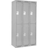 Clean Line Lockers, 2 -tier, Bank of 3, 36" x 18" x 72", Steel, Grey, Rivet (Assembled) Industrial Sales