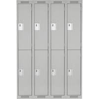 Clean Line Lockers, 2 -tier, Bank of 4, 48" x 18" x 72", Steel, Grey, Rivet (Assembled) Industrial Sales