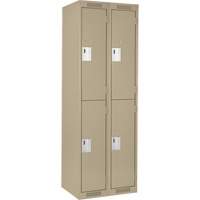 Clean Line Lockers, 2 -tier, Bank of 2, 24" x 18" x 72", Steel, Beige, Rivet (Assembled) Industrial Sales