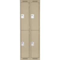 Clean Line Lockers, 2 -tier, Bank of 2, 24" x 18" x 72", Steel, Beige, Rivet (Assembled) Industrial Sales