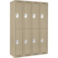Clean Line Lockers, 2 -tier, Bank of 4, 48" x 18" x 72", Steel, Beige, Rivet (Assembled) Industrial Sales