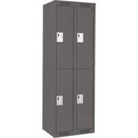 Clean Line Lockers, 2 -tier, Bank of 2, 24" x 18" x 72", Steel, Charcoal, Rivet (Assembled) Industrial Sales