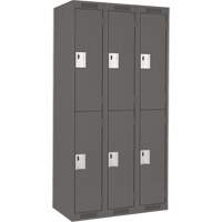 Clean Line Lockers, 2 -tier, Bank of 3, 36" x 18" x 72", Steel, Charcoal, Rivet (Assembled) Industrial Sales
