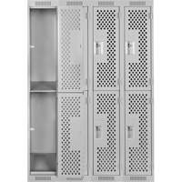 Casiers Clean Line, 2 niveaux, Bloc de 4, 48" x 15" x 72", Acier, Gris, Rivet (assembl&eacute;), Perfor&eacute; Industrial Sales