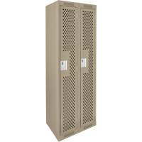 Clean Line Lockers, Bank of 2, 24" x 15" x 72", Steel, Beige, Rivet (Assembled), Perforated Industrial Sales