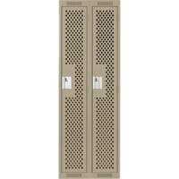 Clean Line Lockers, Bank of 2, 24" x 15" x 72", Steel, Beige, Rivet (Assembled), Perforated Industrial Sales