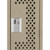 Clean Line Lockers, Bank of 3, 36" x 15" x 72", Steel, Beige, Rivet (Assembled), Perforated Industrial Sales