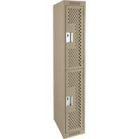 Casiers Clean Line, 2 niveaux, 12" x 15" x 72", Acier, Beige, Rivet (assembl&eacute;), Perfor&eacute; Industrial Sales