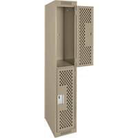 Casiers Clean Line, 2 niveaux, 12" x 15" x 72", Acier, Beige, Rivet (assembl&eacute;), Perfor&eacute; Industrial Sales