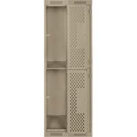 Clean Line Lockers, 2 -tier, Bank of 2, 24" x 15" x 72", Steel, Beige, Rivet (Assembled), Perforated Industrial Sales