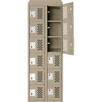 Assembled Lockerettes Clean Line Perforated Economy Lockers, 6 -tier, Bank of 2, 18" x 72" x 12", Steel Industrial Sales