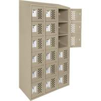 Assembled Lockerettes Clean Line Perforated Economy Lockers, 6 -tier, Bank of 3, 18" x 72" x 12", Steel Industrial Sales